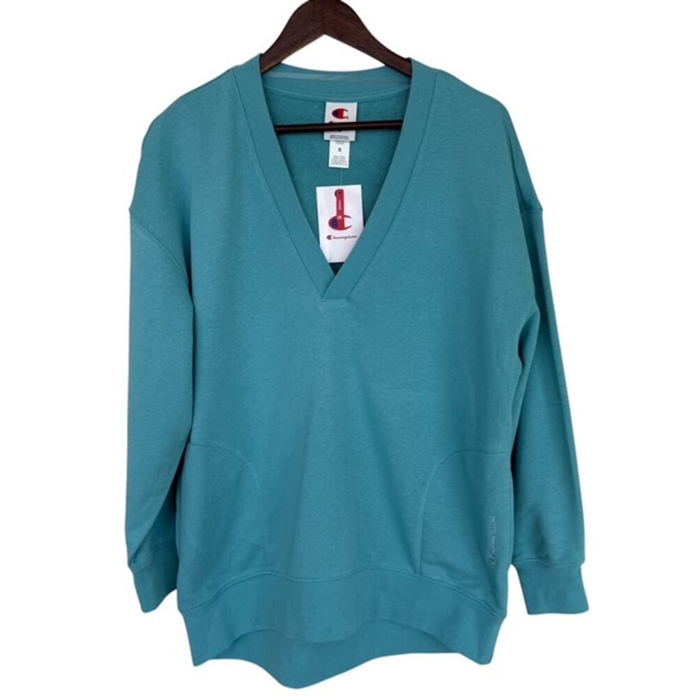 Champion Teal Gameday Deep V Pullover Sweatshirt Over sized - Small - NWT